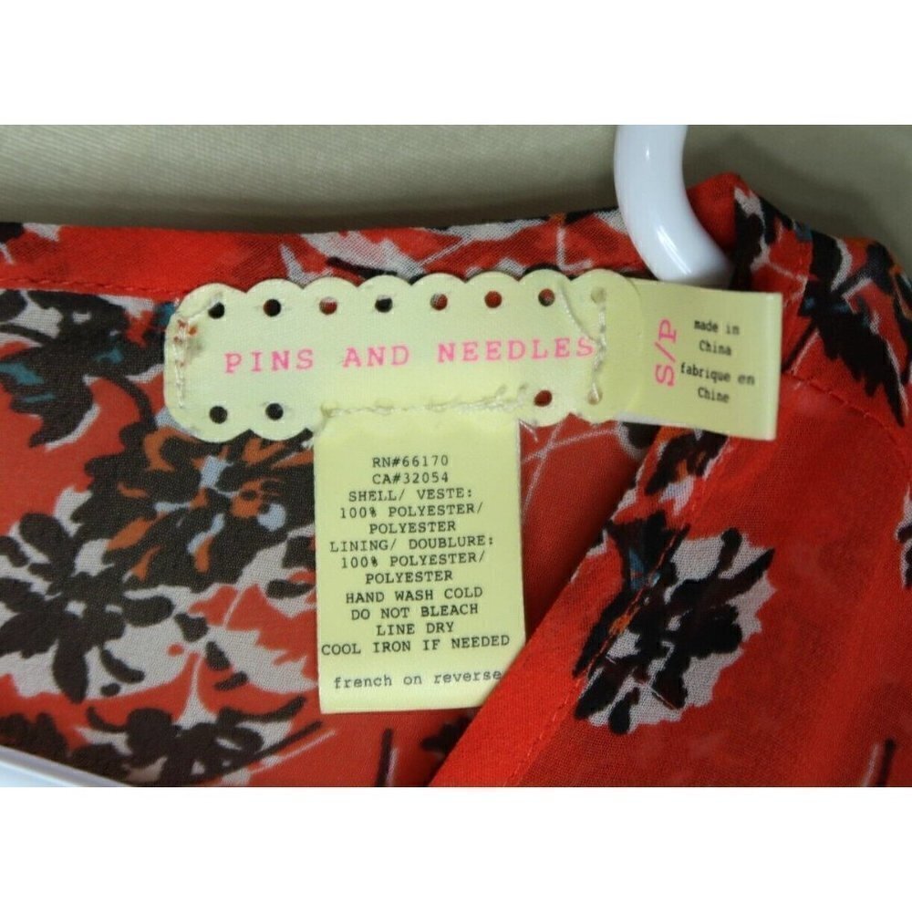 Urban Outfitters Pins and Needles Mini Dress Red Orange Floral Women's Small - Picture 11 of 11